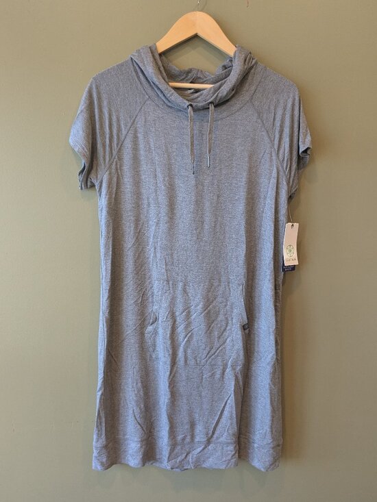 GAIAM Dresses & Skirts - Gaiam Street to Studio Hooded Short Sleeve Dress Med Gray Sporty Athleisure NWT